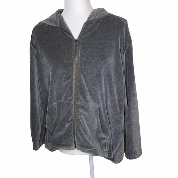 J Jill front zip velour fleece Jacket - Picture 1 of 8